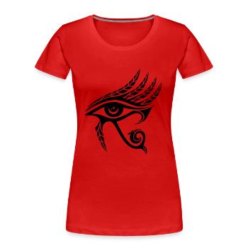 Auge des Horus mit Federn, Ägypten, Spiritualität - Frauen Premium Bio T-Shirt - Rot - Vorne - Mia (176cm)