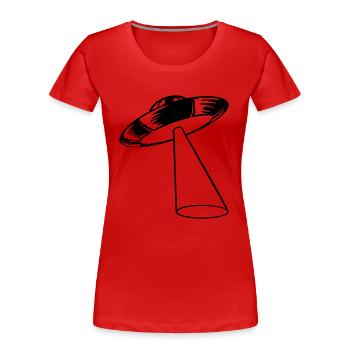 Strahl Mystery UFO entführt - Frauen Premium Bio T-Shirt - Rot - Vorne - Mia (176cm)