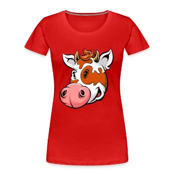 Vache de dessin animé - T-shirt bio Premium Femme - rouge - Devant - Mia (176cm)