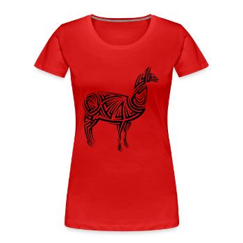 Alpaka Tribal Tattoo - Frauen Premium Bio T-Shirt - Rot - Vorne - Mia (176cm)