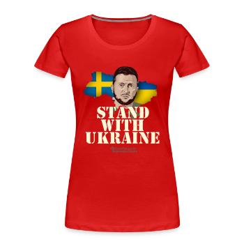 Ukraine Sverige Stand with Ukraine - Frauen Premium Bio T-Shirt - Rot - Vorne - Mia (176cm)