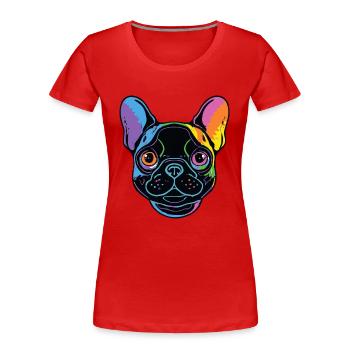 Französische Rainbow Bulldogge Hund Frenchie - Frauen Premium Bio T-Shirt - Rot - Vorne - Mia (176cm)