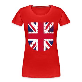 J’adore le drapeau de la Grande-Bretagne - T-shirt bio Premium Femme - rouge - Devant - Mia (176cm)