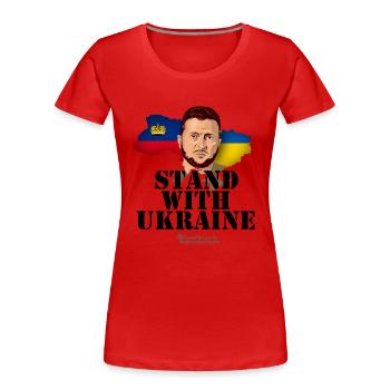 Status with Ukraine Liechtenstein - Women's Premium Organic T-Shirt - red - Front - Mia (176cm)