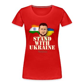 Ukraine Indien - Frauen Premium Bio T-Shirt - Rot - Vorne - Mia (176cm)