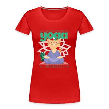 Joga chat chamaste humour yoga namaste cadeau - T-shirt bio Premium Femme - rouge - Devant - Mia (176cm)