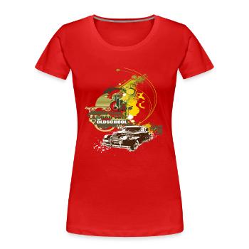 Old School - Frauen Premium Bio T-Shirt - Rot - Vorne - Mia (176cm)