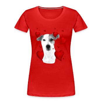 Jack Russel mit Herzen - Frauen Premium Bio T-Shirt - Rot - Vorne - Mia (176cm)
