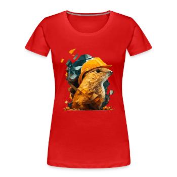 Erdhörnchen als Bauarbeiter mit gelbem Schutzhelm - Frauen Premium Bio T-Shirt - Rot - Vorne - Mia (176cm)