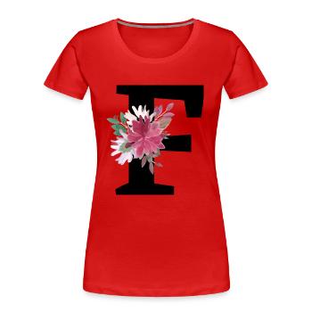 Lettre f floral - T-shirt bio Premium Femme - rouge - Devant - Mia (176cm)