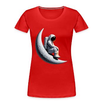 Astronaut im Halbmond - Frauen Premium Bio T-Shirt - Rot - Vorne - Mia (176cm)
