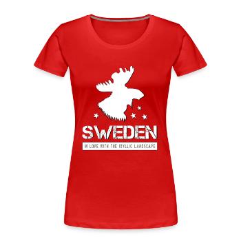 Schweden Elch - Frauen Premium Bio T-Shirt - Rot - Vorne - Mia (176cm)