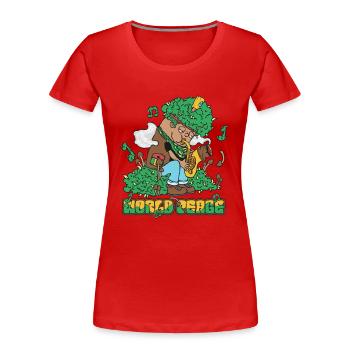 420 Weltfriedens-Saxophon - Frauen Premium Bio T-Shirt - Rot - Vorne - Mia (176cm)