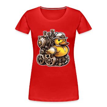 Canard en caoutchouc / canard en caoutchouc / eau / baignoire - T-shirt bio Premium Femme - rouge - Devant - Mia (176cm)