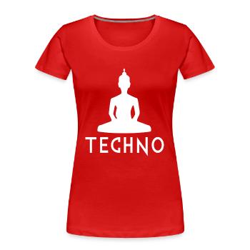 Zitat aus der Techno-Musik - Frauen Premium Bio T-Shirt - Rot - Vorne - Mia (176cm)