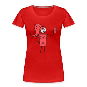Rote Schobbtimistin - Frauen Premium Bio T-Shirt - Rot - Vorne - Mia (176cm)