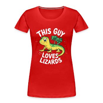 This Guy Loves Lizards - Frauen Premium Bio T-Shirt - Rot - Vorne - Mia (176cm)