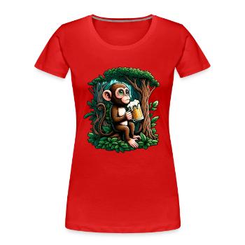 Casual Beer Monkey - Women's Premium Organic T-Shirt - red - Front - Mia (176cm)