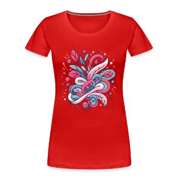Abstraktes Blumenmuster - Frauen Premium Bio T-Shirt - Rot - Vorne - Mia (176cm)