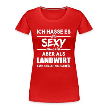 Sexy Landwirt - Frauen Premium Bio T-Shirt - Rot - Vorne - Mia (176cm)