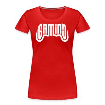 Gaming - Women's Premium Organic T-Shirt - red - Front - Mia (176cm)