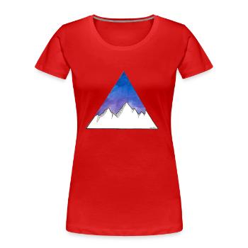 Berge im Dreieck auf violett/blauem Grund - Frauen Premium Bio T-Shirt - Rot - Vorne - Mia (176cm)