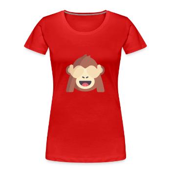 süßes Affen Emoticon - Frauen Premium Bio T-Shirt - Rot - Vorne - Mia (176cm)