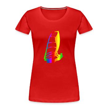 Bunter Windsurfen Regenbogen - Frauen Premium Bio T-Shirt - Rot - Vorne - Mia (176cm)