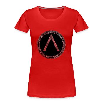Sparta Lambda Symbol Keltisch Feuerrot - Frauen Premium Bio T-Shirt - Rot - Vorne - Mia (176cm)