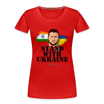 Indien Stand with Ukraine - Frauen Premium Bio T-Shirt - Rot - Vorne - Mia (176cm)