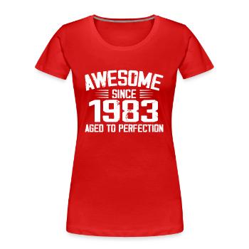 Vintage 1983 Cadeau 41e Anniversaire 1983 - T-shirt bio Premium Femme - rouge - Devant - Mia (176cm)