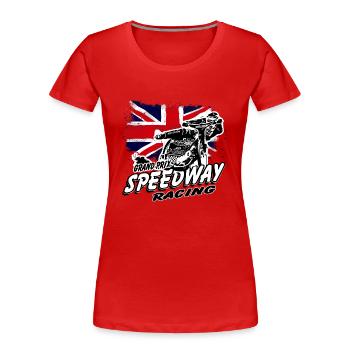 Speedway - Union Jack - UK Flag - Women's Premium Organic T-Shirt - red - Front - Mia (176cm)