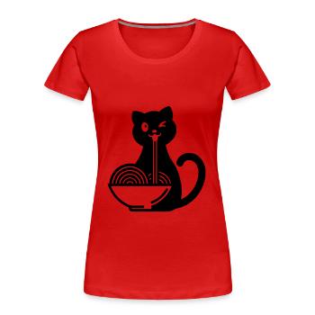 Ramen Katze Japanische Nudelsuppe - Frauen Premium Bio T-Shirt - Rot - Vorne - Mia (176cm)