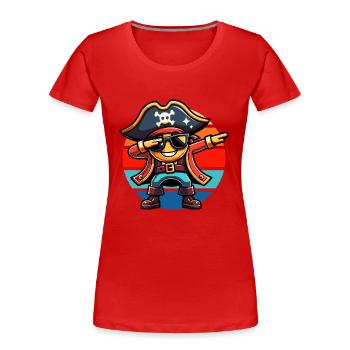 Dabbing Pirate Vintage Coucher de soleil - T-shirt bio Premium Femme - rouge - Devant - Mia (176cm)