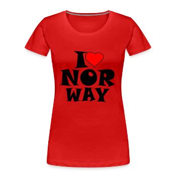 Norwegen - I love Norway - I Liebe Norwegen - Frauen Premium Bio T-Shirt - Rot - Vorne - Mia (176cm)