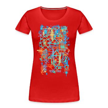Muster / Bauhaus -Teppich - Frauen Premium Bio T-Shirt - Rot - Vorne - Mia (176cm)