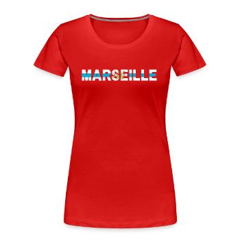 Marseille - T-shirt bio Premium Femme - rouge - Devant - Mia (176cm)