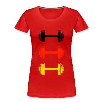 Gewichtheben Fitness Deutschland Kraftsport - Frauen Premium Bio T-Shirt - Rot - Vorne - Mia (176cm)
