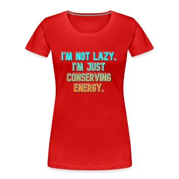 Energy Saver - Women's Premium Organic T-Shirt - red - Front - Mia (176cm)