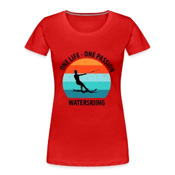 Ski nautique, ski nautique, skieurs nautiques - T-shirt bio Premium Femme - rouge - Devant - Mia (176cm)