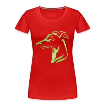 Windhund Whippet, Hundekopf, Zeichnung grün - Frauen Premium Bio T-Shirt - Rot - Vorne - Mia (176cm)
