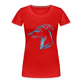 Greyhound Whippet, tête de chien, dessin bleu - T-shirt bio Premium Femme - rouge - Devant - Mia (176cm)