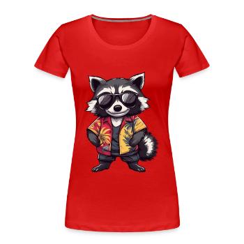 Raccoon Funny Summer - Women's Premium Organic T-Shirt - red - Front - Mia (176cm)