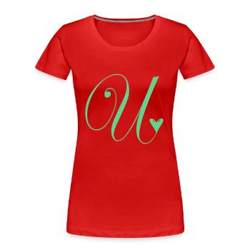 Monogram U Heart Vine - Women's Premium Organic T-Shirt - red - Front - Mia (176cm)