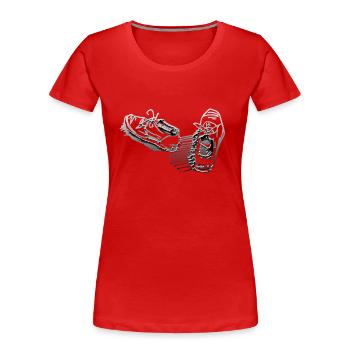 Schuhe - Frauen Premium Bio T-Shirt - Rot - Vorne - Mia (176cm)
