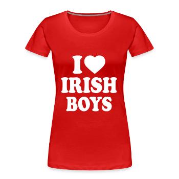 I love irish boys - Frauen Premium Bio T-Shirt - Rot - Vorne - Mia (176cm)