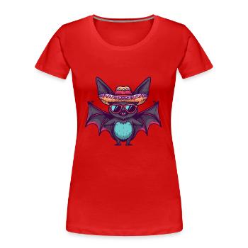 Fledermaus Lustig Sombrero - Frauen Premium Bio T-Shirt - Rot - Vorne - Mia (176cm)