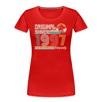 1997 Jubiläum 1997 Jahrgang 1997 Jubiläum - Frauen Premium Bio T-Shirt - Rot - Vorne - Mia (176cm)