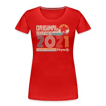 2021 anniversary 2021 born in 2021 anniversary - Women's Premium Organic T-Shirt - red - Front - Mia (176cm)