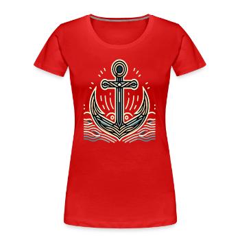 Maritimer Charme Anker Design - Frauen Premium Bio T-Shirt - Rot - Vorne - Mia (176cm)